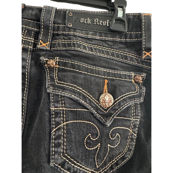 Rock Revival Gwen Bootcut Jeans Dark Wash Size 30 Cotton Blend Contrast Stitchin - Picture 9 of 10